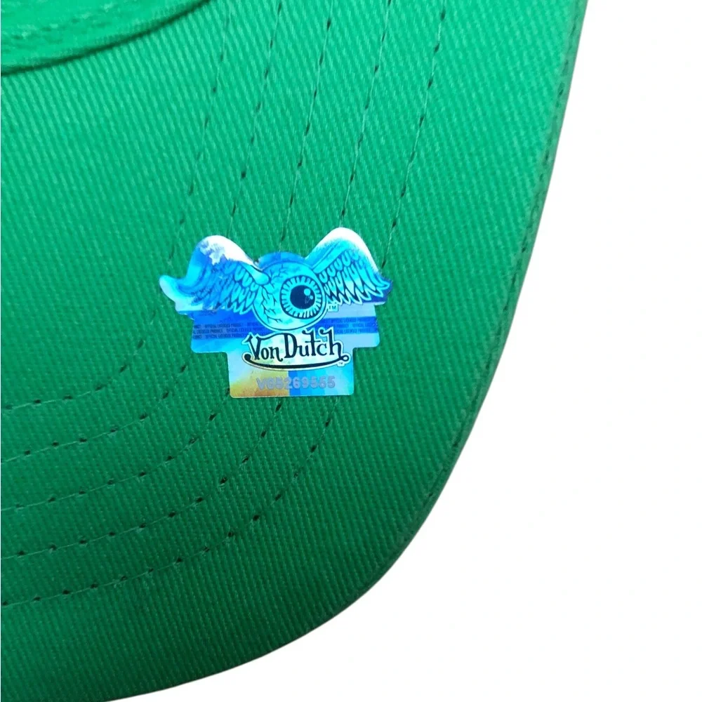 Von Dutch Green Trucker Hat Mesh Snapback Cap Y2K Streetwear Adjustable Logo